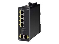 Cisco Industrial Ethernet 1000 Series - Commutateur - Géré - 4 x 10/100/1000 (PoE+) + 2 x 1000 Base-X SFP (liaison montante) - Montage sur rail DIN - PoE+ - Tension CC - reconditionné IE-1000-4P2S-LM-RF